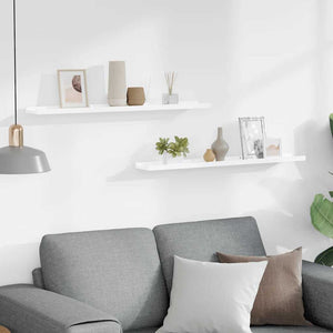 vidaXL Wall Shelves 2 pcs. High Gloss White 80x9x3 cm