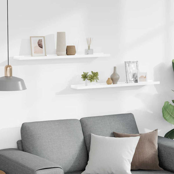 vidaXL Wall Shelves 2 pcs. High Gloss White 80x9x3 cm
