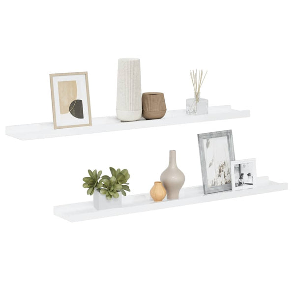 vidaXL Wall Shelves 2 pcs. High Gloss White 80x9x3 cm