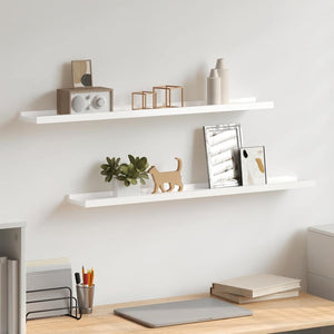 vidaXL Wall Shelves 2 pcs. High Gloss White 80x9x3 cm