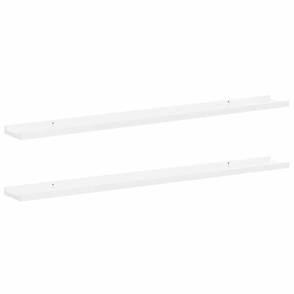 vidaXL Wall Shelves 2 pcs High Gloss White 100x9x3 cm