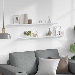 vidaXL Wall Shelves 2 pcs High Gloss White 100x9x3 cm