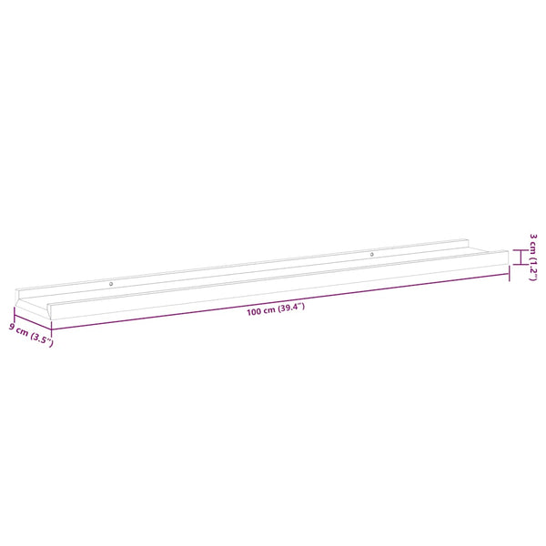 vidaXL Wall Shelves 2 pcs High Gloss White 100x9x3 cm