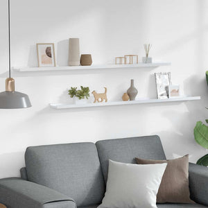vidaXL Wall Shelves 2 pcs. High Gloss White 115x9x3 cm