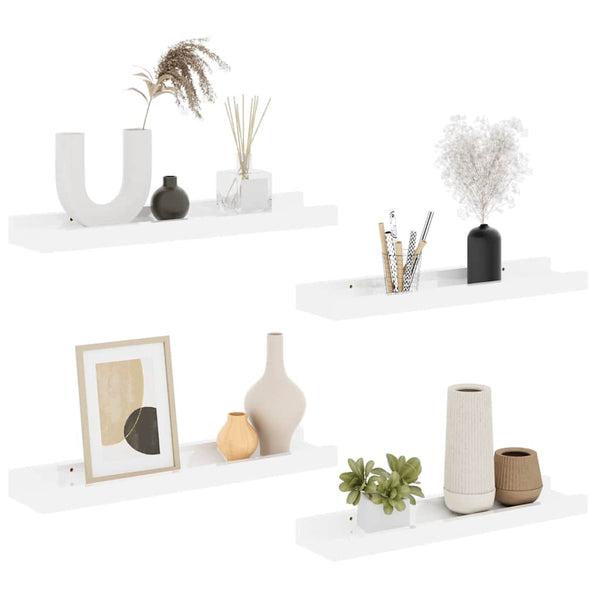 vidaXL Wall Shelves 4 pcs High Gloss White 40x9x3 cm