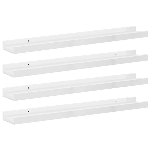 vidaXL Wall Shelves 4 pcs High Gloss White 60x9x3 cm