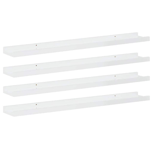 vidaXL Wall Shelves 4 pcs. High Gloss White 80x9x3 cm