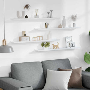 vidaXL Wall Shelves 4 pcs. High Gloss White 80x9x3 cm