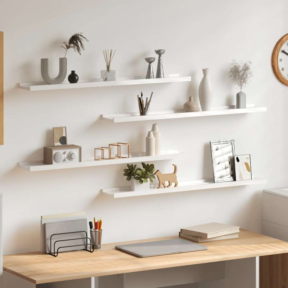 vidaXL Wall Shelves 4 pcs. High Gloss White 80x9x3 cm