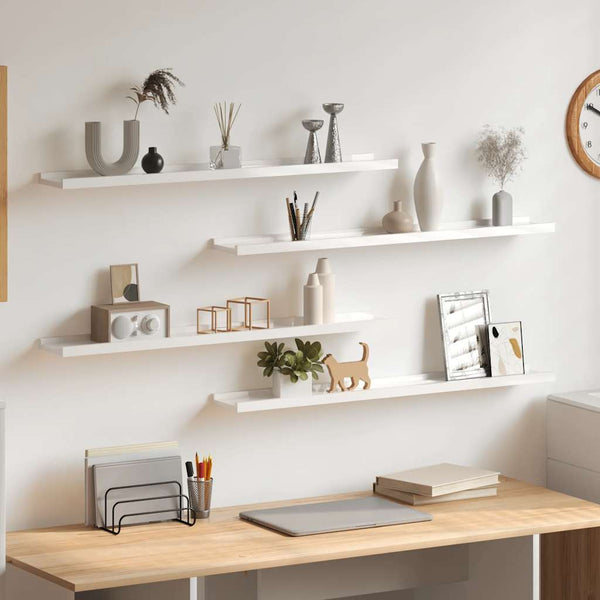 vidaXL Wall Shelves 4 pcs. High Gloss White 80x9x3 cm