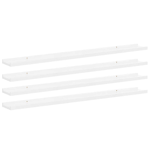 vidaXL Wall Shelves 4 pcs High Gloss White 100x9x3 cm