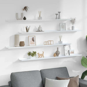 vidaXL Wall Shelves 4 pcs High Gloss White 115x9x3 cm