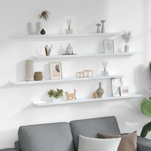 vidaXL Wall Shelves 4 pcs High Gloss White 115x9x3 cm