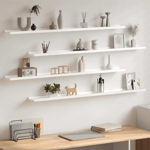 vidaXL Wall Shelves 4 pcs High Gloss White 115x9x3 cm