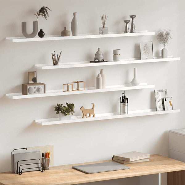 vidaXL Wall Shelves 4 pcs High Gloss White 115x9x3 cm