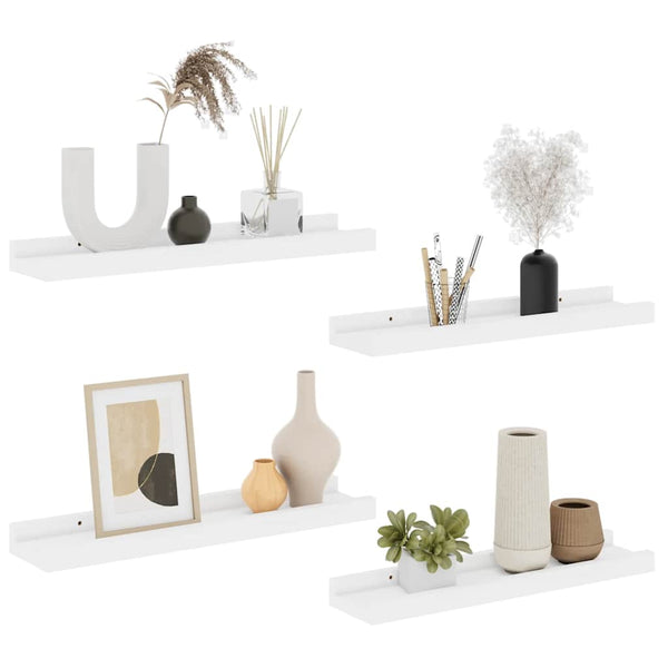 vidaXL Wall Shelves 4 pcs. White 40x9x3 cm