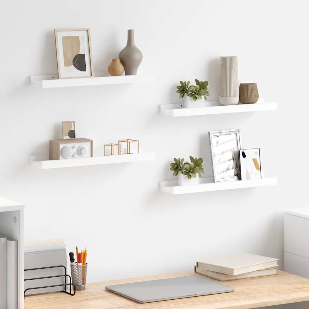 vidaXL Wall Shelves 4 pcs. White 40x9x3 cm