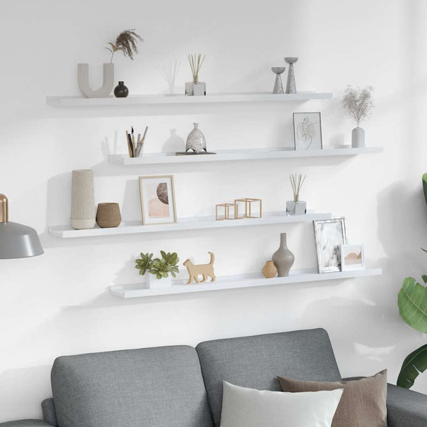 vidaXL Wall Shelves 4 pcs White 100x9x3 cm