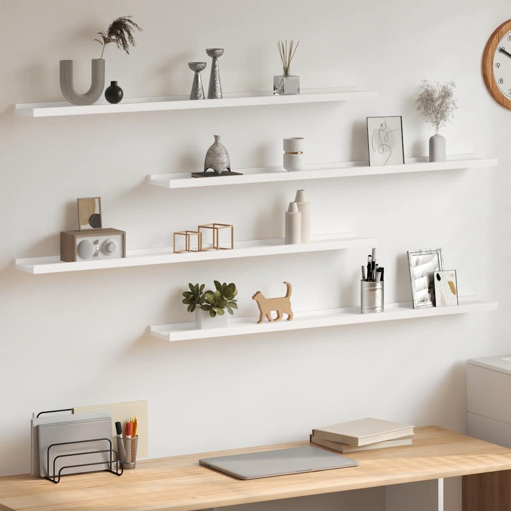 vidaXL Wall Shelves 4 pcs White 100x9x3 cm