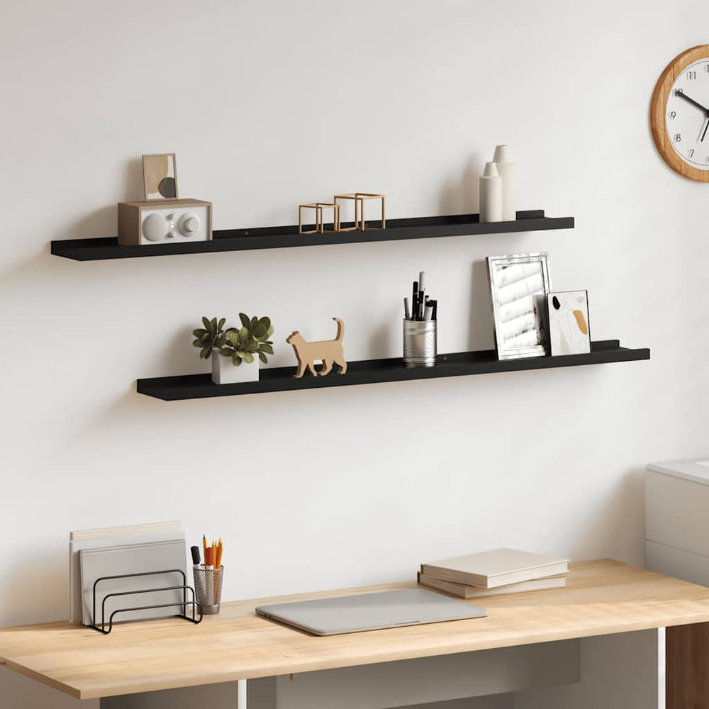 vidaXL Wall Shelves 2 pcs. Black 100x9x3 cm