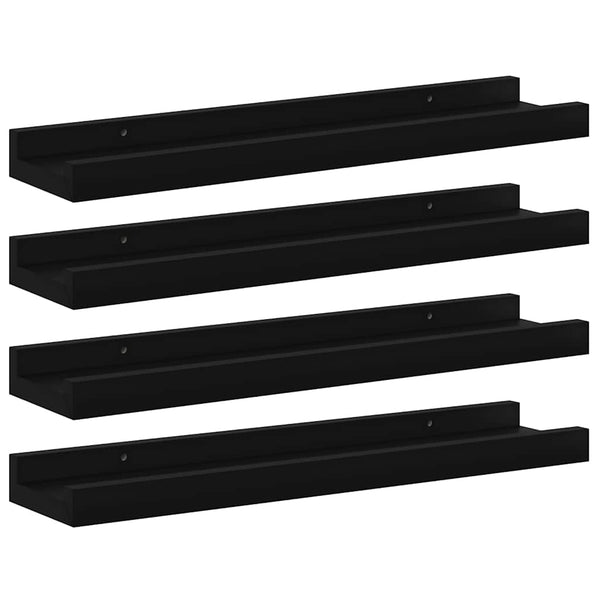 vidaXL Wall Shelves 4 pcs. Black 40x9x3 cm