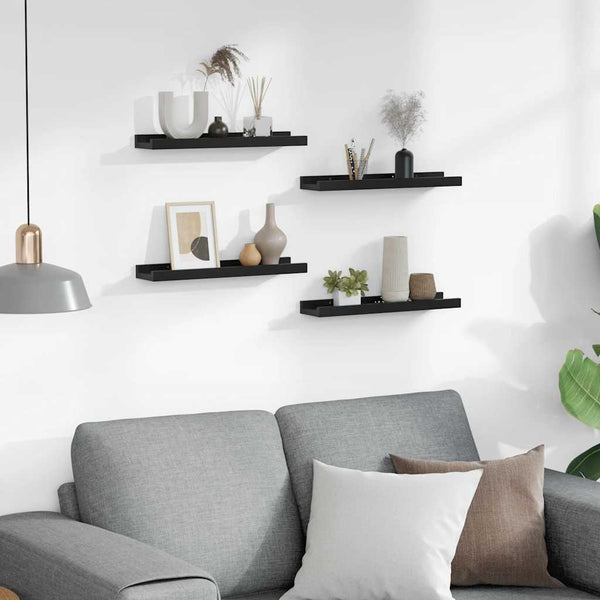 vidaXL Wall Shelves 4 pcs. Black 40x9x3 cm