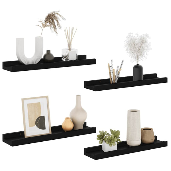 vidaXL Wall Shelves 4 pcs. Black 40x9x3 cm