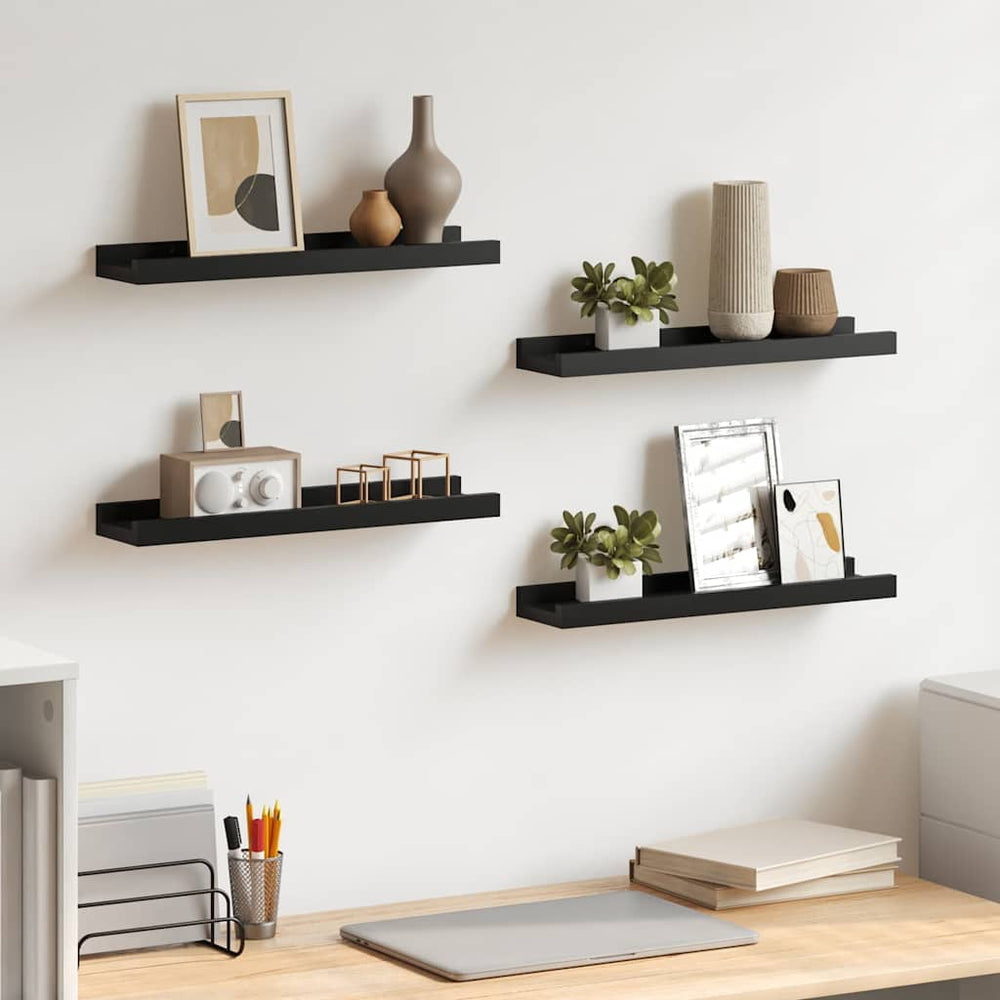 vidaXL Wall Shelves 4 pcs. Black 40x9x3 cm