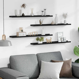 vidaXL Wall Shelves 4 pcs Black 80x9x3 cm