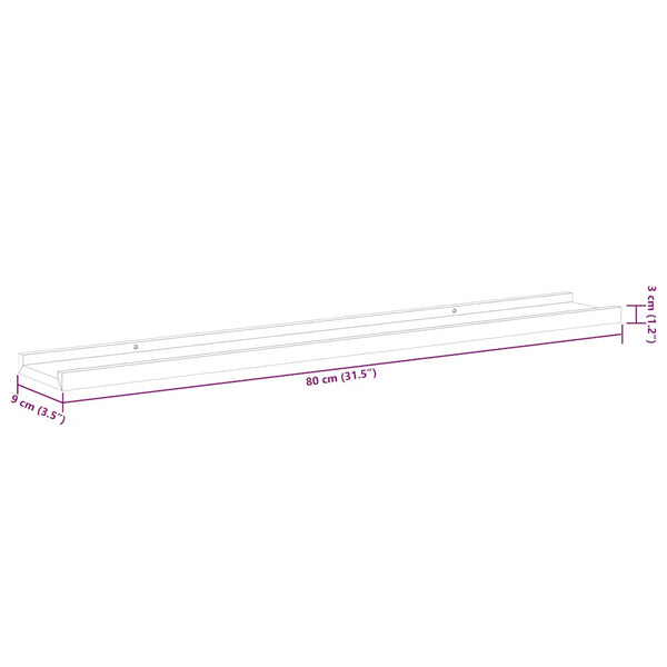vidaXL Wall Shelves 4 pcs Black 80x9x3 cm