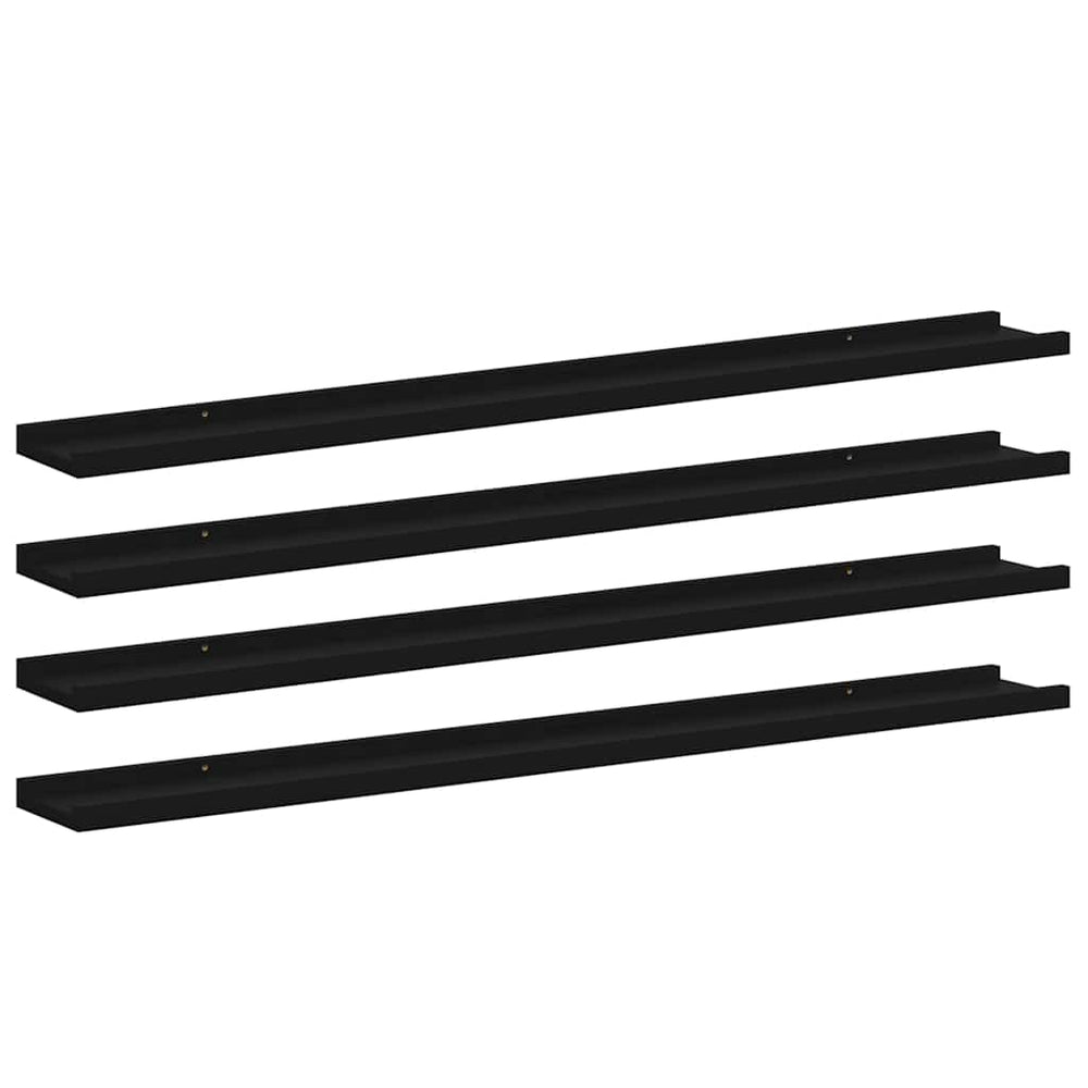 vidaXL Wall Shelves 4 pcs. Black 100x9x3 cm