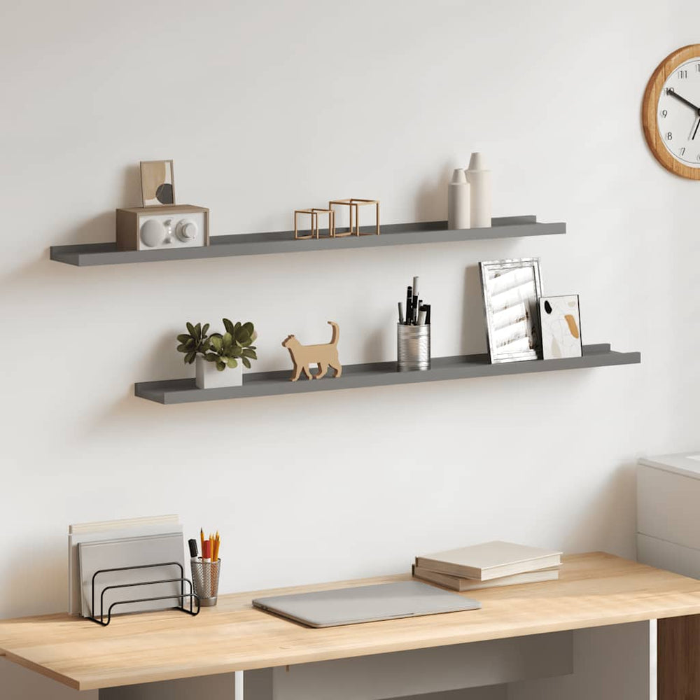 vidaXL Wall Shelves 2 pcs. Grey 100x9x3 cm