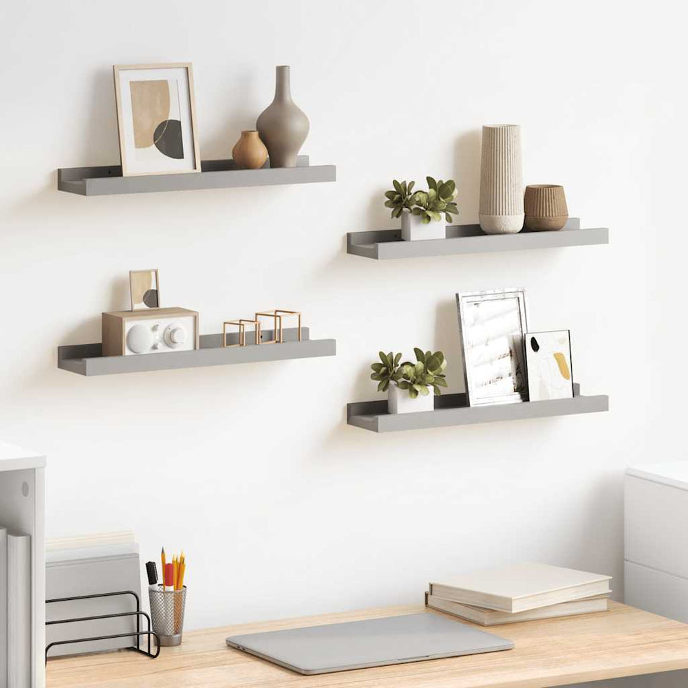 vidaXL Wall Shelves 4 pcs. Grey 40x9x3 cm