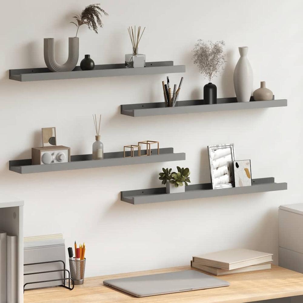 vidaXL Wall Shelves 4 pcs. Grey 60x9x3 cm