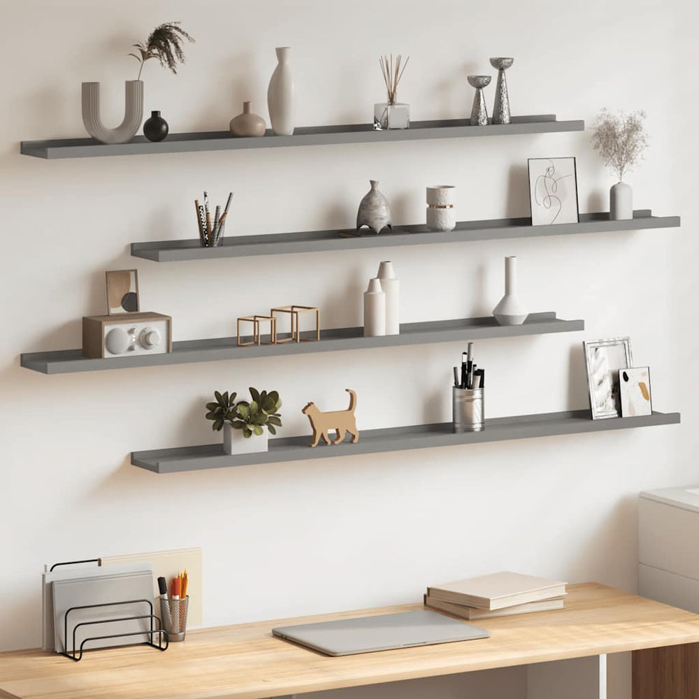 vidaXL Wall Shelves 4 pcs. Grey 115x9x3 cm