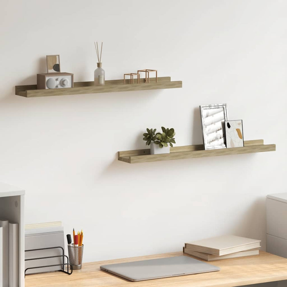 vidaXL Wall Shelves 2 pcs Sonoma Oak 60 x 9 x 3 cm