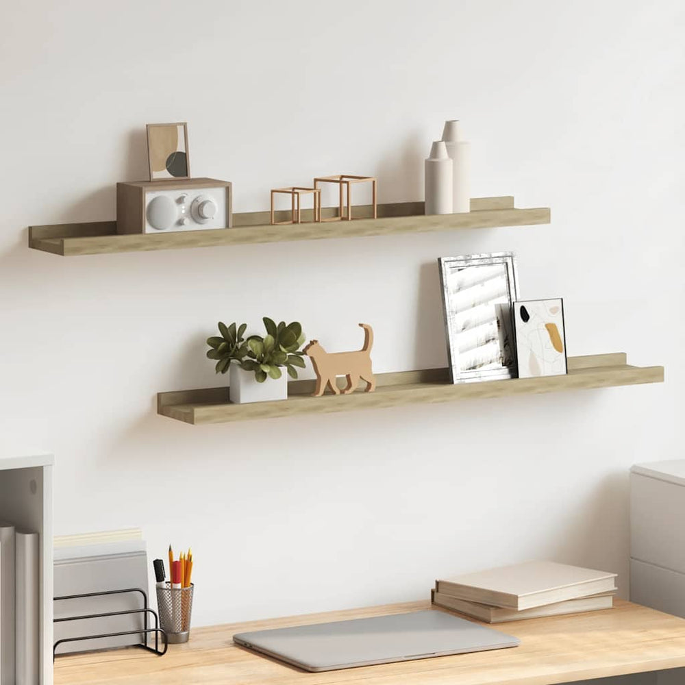 vidaXL Wall Shelves 2 pcs Sonoma Oak 80 x 9 x 3 cm