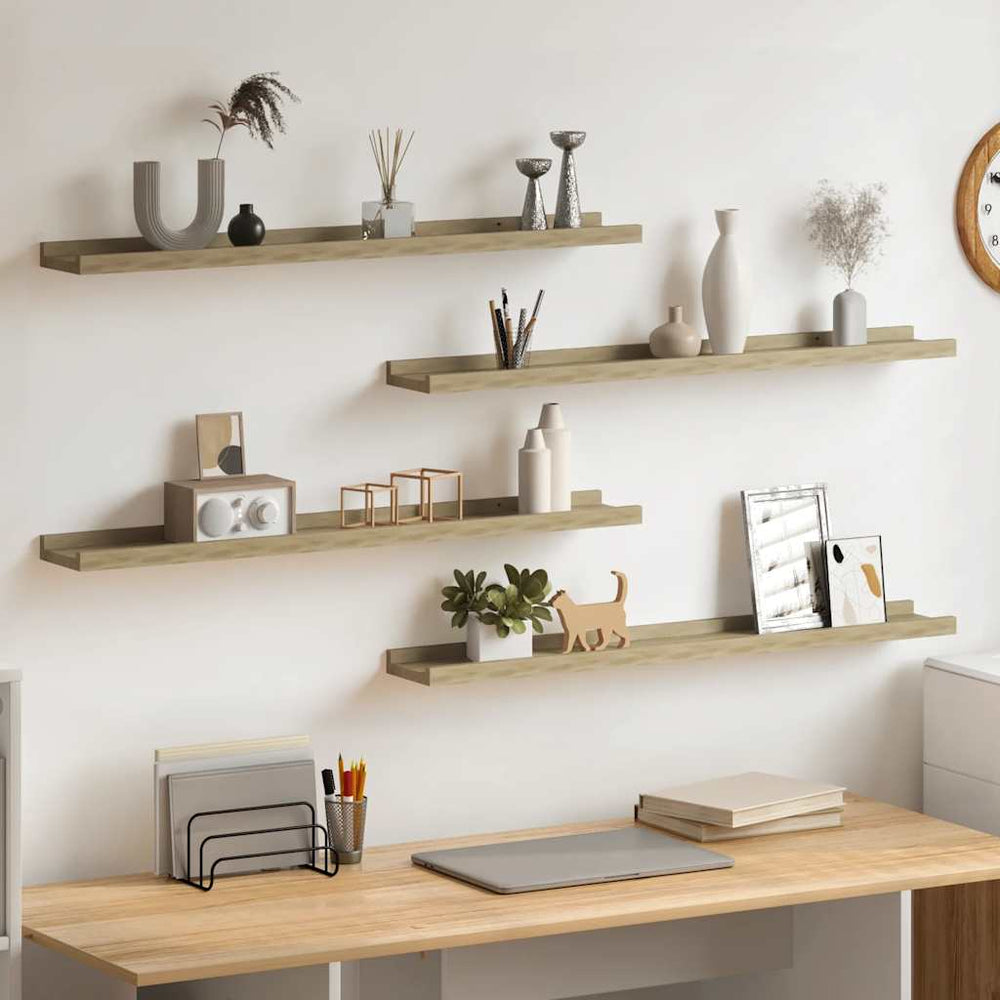vidaXL Wall Shelves 4 pcs. Sonoma Oak 80x9x3 cm