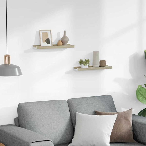 vidaXL Wall Shelves 2 pcs White and Sonoma Oak 40x9x3 cm