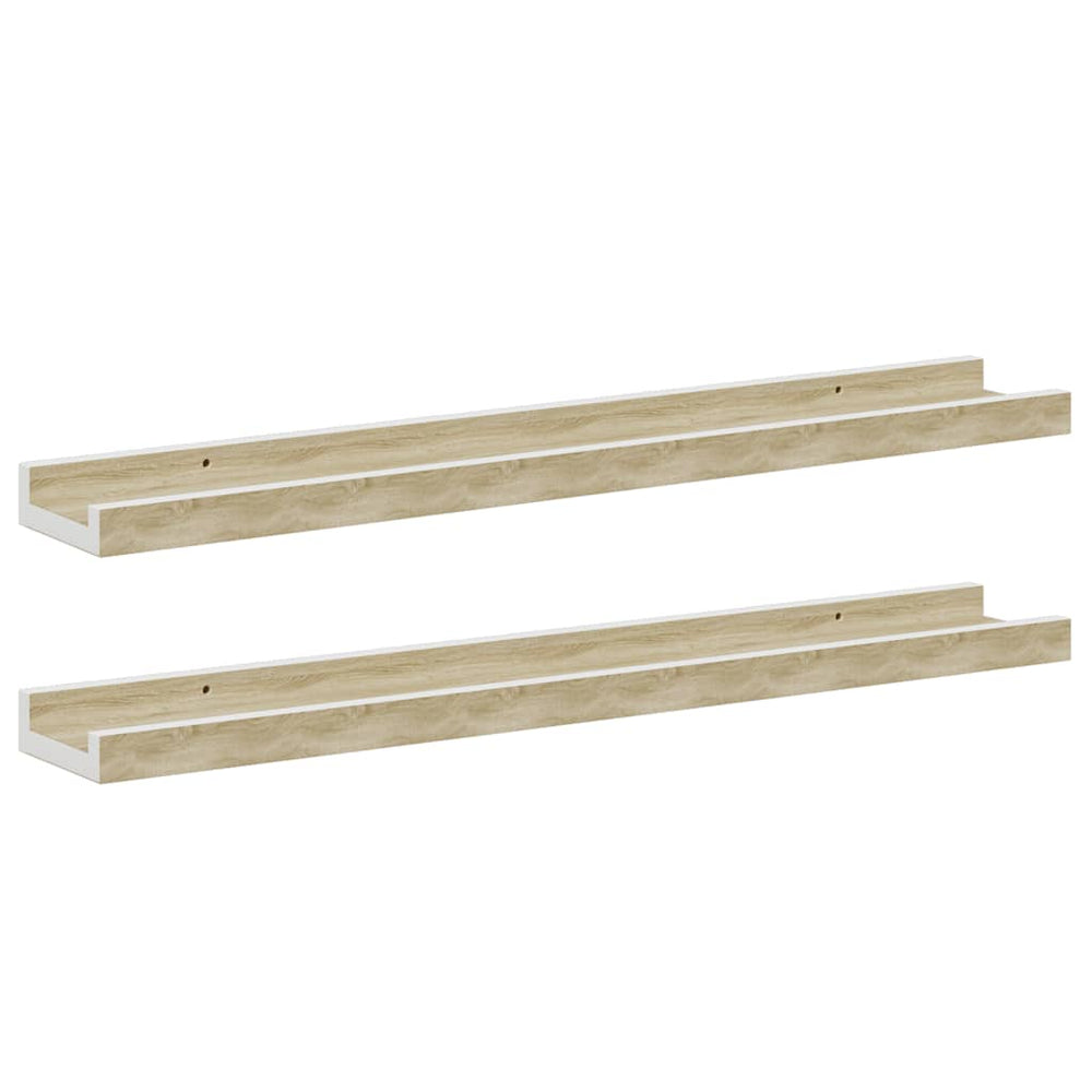vidaXL Wall Shelves 2 pcs. White and Sonoma Oak 60x9x3 cm