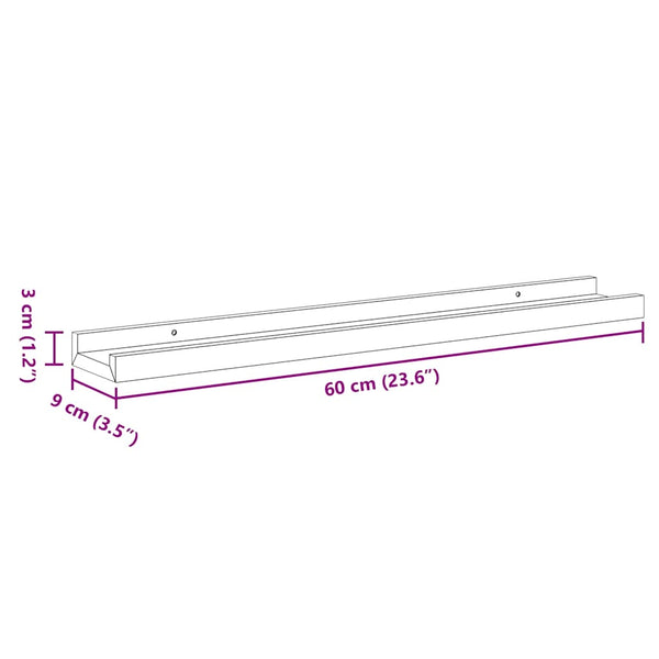 vidaXL Wall Shelves 2 pcs. White and Sonoma Oak 60x9x3 cm
