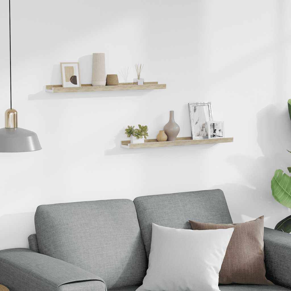 vidaXL Wall Shelves 2 pcs. White and Sonoma Oak 60x9x3 cm