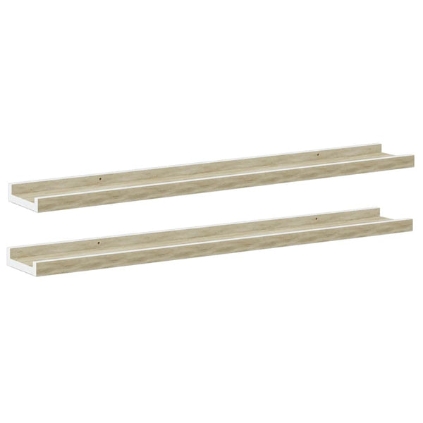 vidaXL Wall Shelves 2 pcs. White and Sonoma Oak 80x9x3 cm