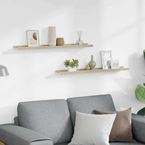 vidaXL Wall Shelves 2 pcs. White and Sonoma Oak 80x9x3 cm