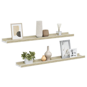 vidaXL Wall Shelves 2 pcs. White and Sonoma Oak 80x9x3 cm