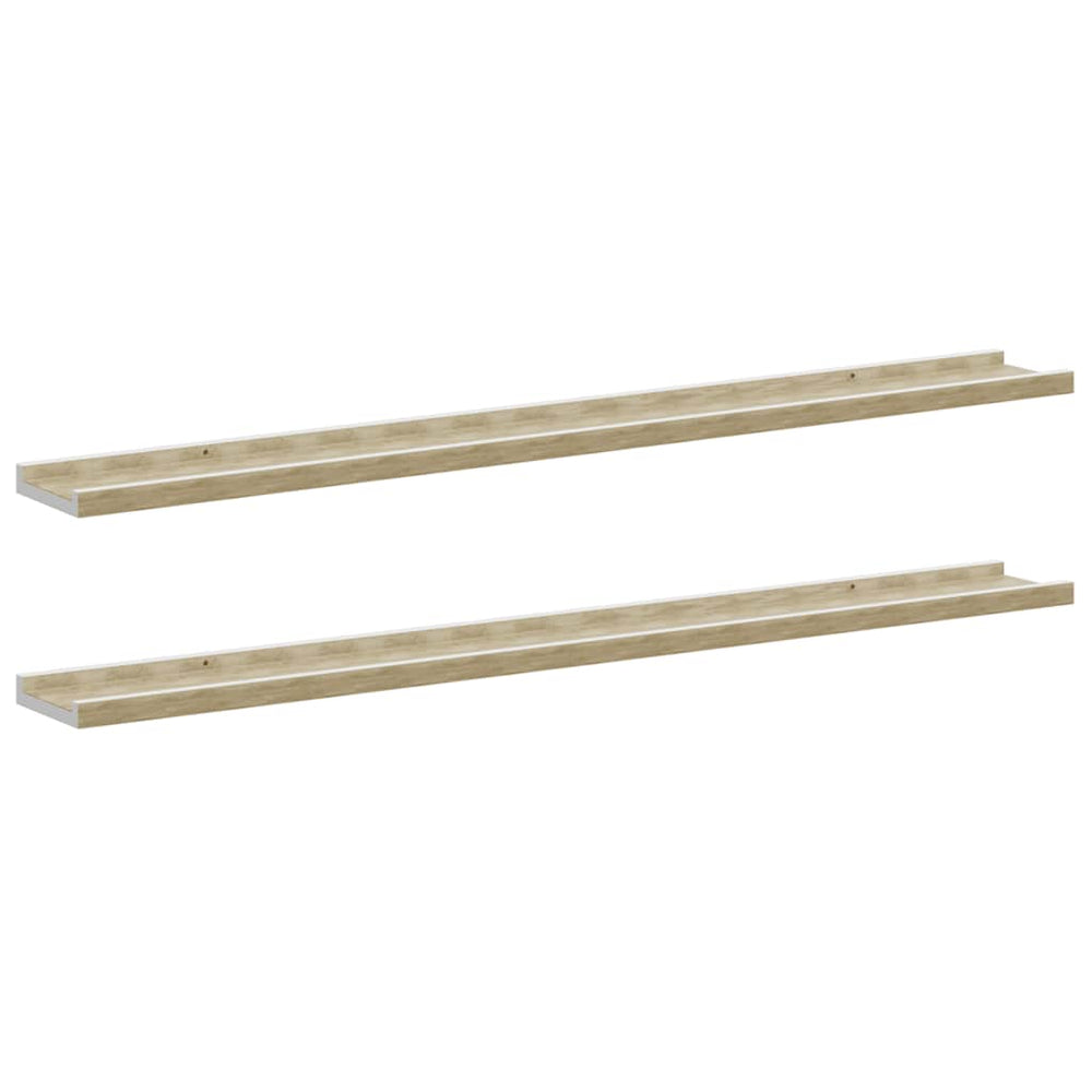 vidaXL Wall Shelves 2 pcs. White and Sonoma Oak 100x9x3 cm