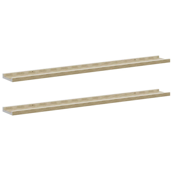 vidaXL Wall Shelves 2 pcs. White and Sonoma Oak 100x9x3 cm