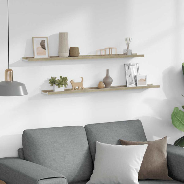 vidaXL Wall Shelves 2 pcs. White and Sonoma Oak 100x9x3 cm