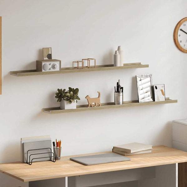 vidaXL Wall Shelves 2 pcs. White and Sonoma Oak 100x9x3 cm