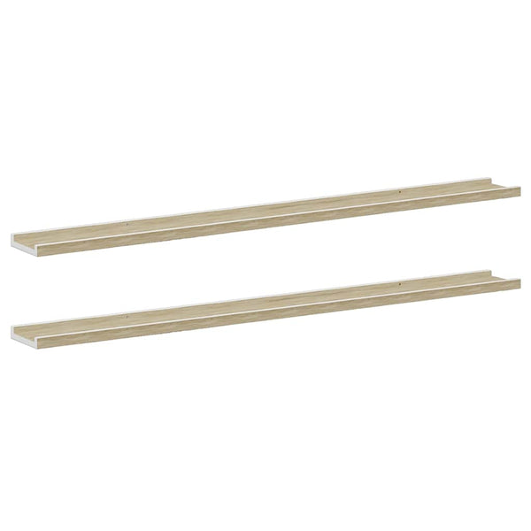 vidaXL Wall Shelves 2 pcs. White and Sonoma Oak 115x9x3 cm
